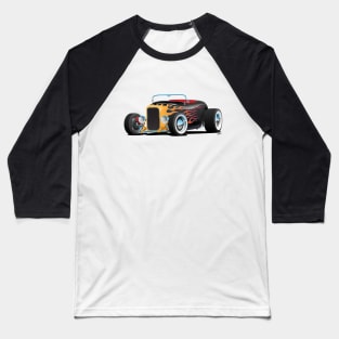 Custom Hot Rod Roadster Car with Flame Baseball T-Shirt